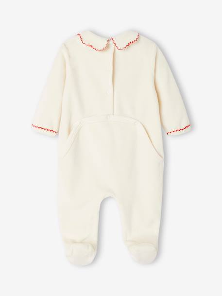 Pyjama Noël bébé fille brodé en velours écru - vertbaudet enfant 