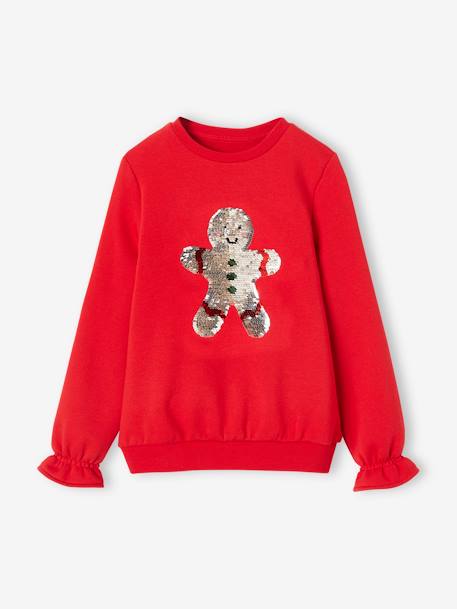Sweat kerstsweater voor meisjesS dennen+rood - vertbaudet enfant 