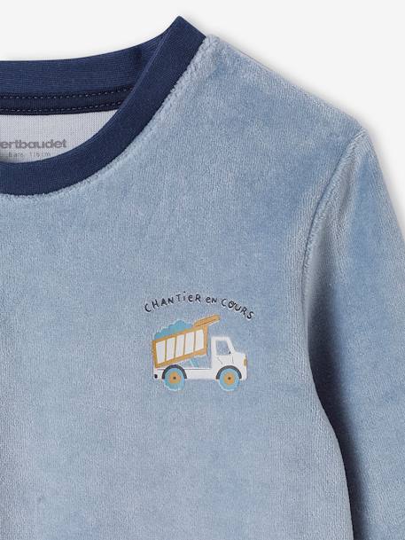 Lot de 2 pyjamas garçon velours tractopelle vert sauge - vertbaudet enfant 