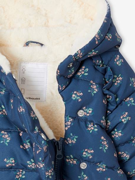 Asymmetrisch donsjack met voering baby leiblauw+poederroze - vertbaudet enfant 