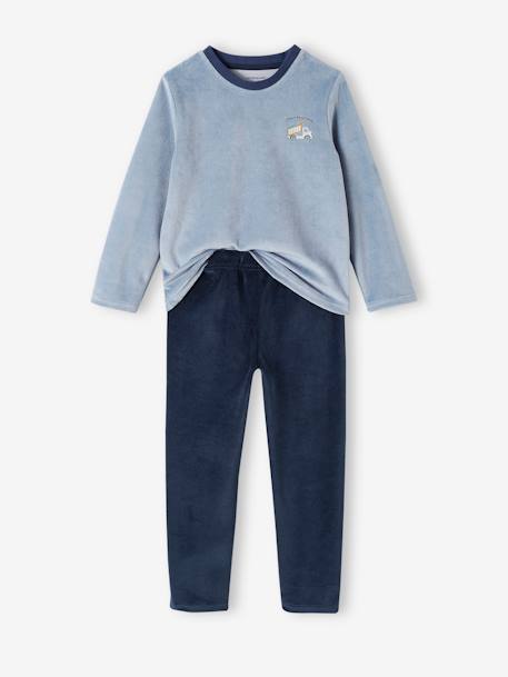 Lot de 2 pyjamas garçon velours tractopelle vert sauge - vertbaudet enfant 