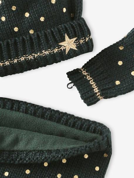 Coffret de Noël 'Etoile' fille ensemble bonnet + snood + gants vert - vertbaudet enfant 