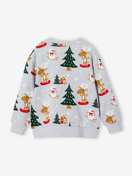 Kerstsweater voor jongens met leuke print gemêleerd grijs - vertbaudet enfant 