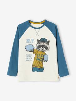 Jongens-T-shirt met wasbeerprint, raglanmouwen  - vertbaudet enfant