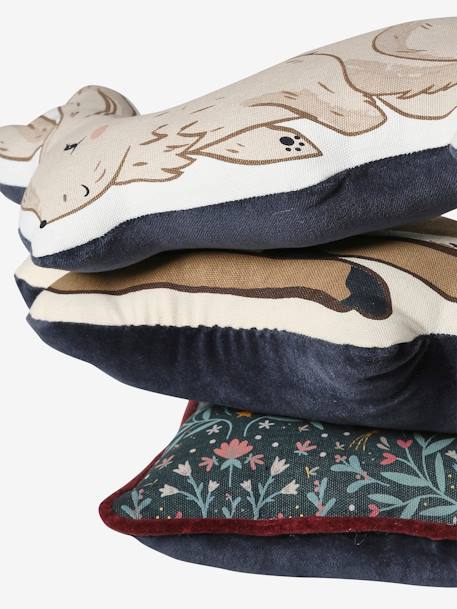 Lot de 3 coussins animaux BROCÉLIANDE bleu imprimé - vertbaudet enfant 