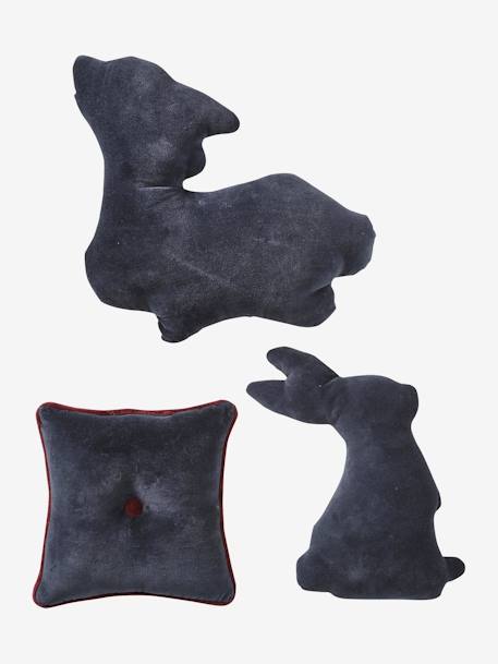 Lot de 3 coussins animaux BROCÉLIANDE bleu imprimé - vertbaudet enfant 