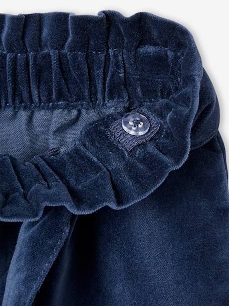 Jupe paperbag en velours lisse fille bleu nuit - vertbaudet enfant 