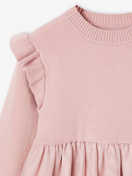 Feestjurk voor meisjes van tricot en tule lichtroze - vertbaudet enfant 