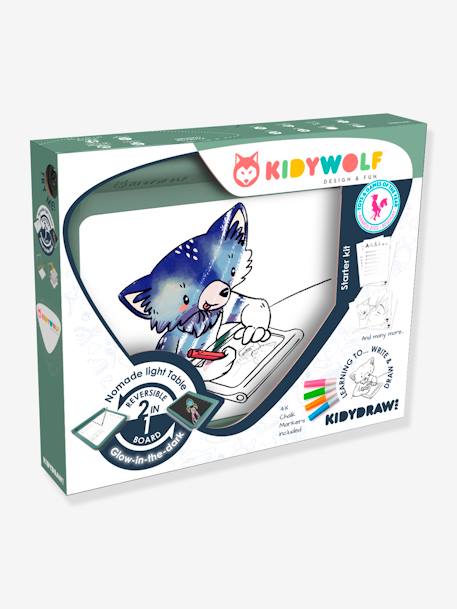 KIDYDRAW-PRO - Mobiele lichttafel - KIDYWOLF kaki+rozen - vertbaudet enfant 