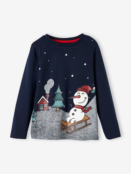 T-shirt de Noël motif bonhomme de neige garçon marine - vertbaudet enfant 