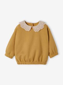 Fleece babysweater met kraag van Engels borduurwerk  - vertbaudet enfant
