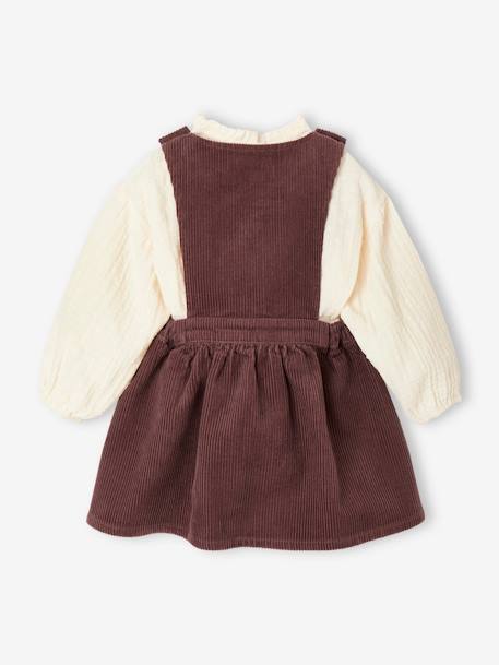 Babyset blouse en schortjurk van ribfluweel bordeauxrood - vertbaudet enfant 