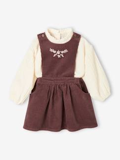 Baby-Babyset-Babyset blouse en schortjurk van ribfluweel