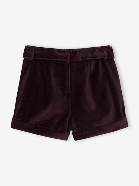 Short fantaisie en velours lisse fille aubergine - vertbaudet enfant 