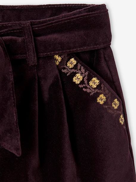 Meisjesshort van glad fluweel aubergine - vertbaudet enfant 