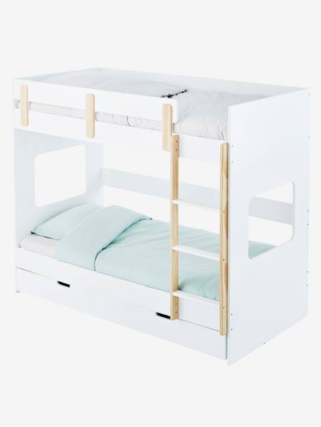 Lits superposés LIGNE EVEREST blanc/bois - vertbaudet enfant 