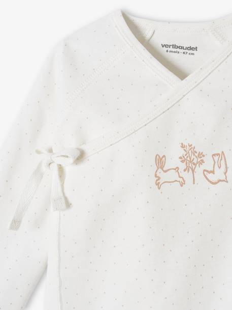 Brassière bébé naissance en coton bio blanc imprimé+écru - vertbaudet enfant 
