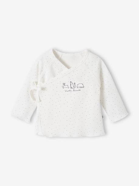 Brassière bébé naissance en coton bio blanc imprimé+écru - vertbaudet enfant 