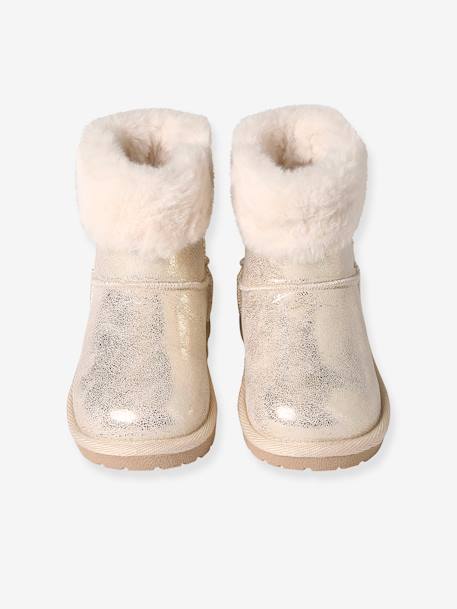 Boots enfant fille fourrées zippées beige doré+marron - vertbaudet enfant 