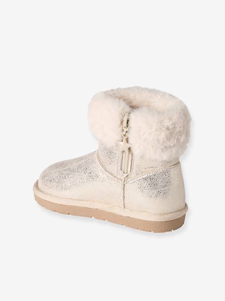 Boots enfant fille fourrées zippées beige doré+marron - vertbaudet enfant 