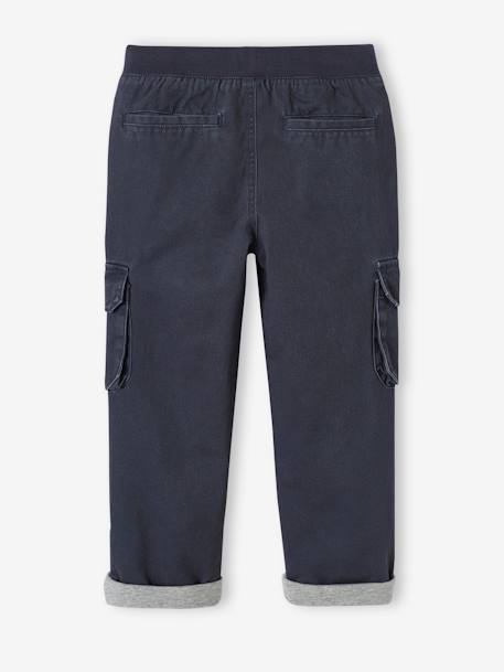 Pantalon battle doublé garçon facile à enfiler bleu nuit+kaki - vertbaudet enfant 