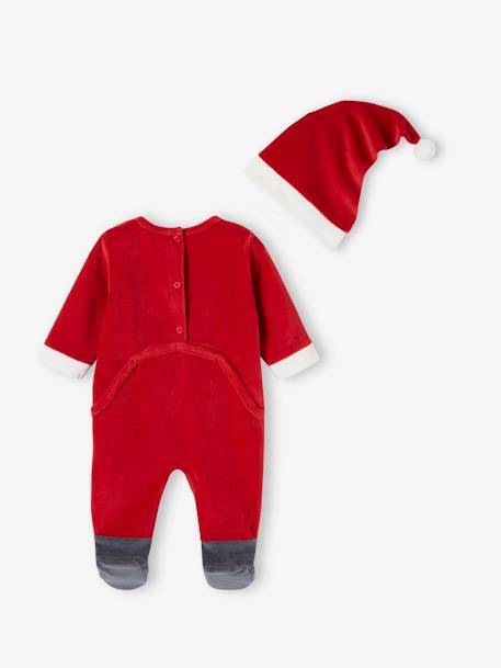 Pyjama Kerstman voor baby's van fluweel rood - vertbaudet enfant 