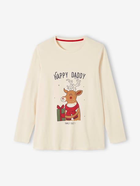 Kerstpyjama 'Happy Family' voor mannen ecru - vertbaudet enfant 
