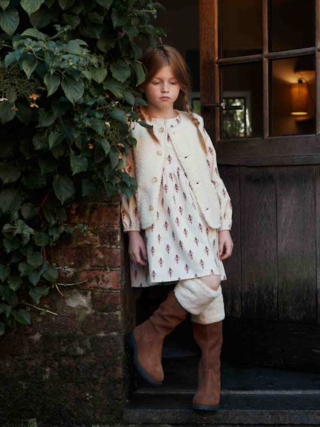 Bottes cavalières fourrées zippées cuir fille marron - vertbaudet enfant 