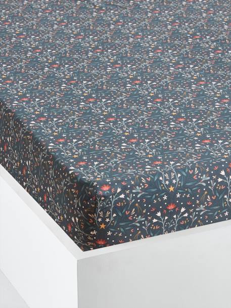 Drap-housse enfant avec coton recyclé BROCÉLIANDE vert imprimé - vertbaudet enfant 