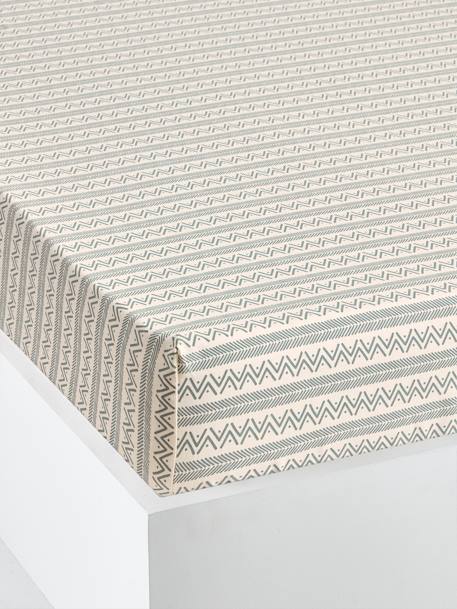 Drap-housse enfant avec coton recyclé NOMAD blanc imprimé - vertbaudet enfant 