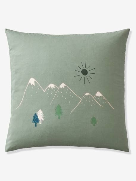 Parure housse de couette enfant et taie d'oreiller avec coton recyclé NOMAD vert imprimé - vertbaudet enfant 