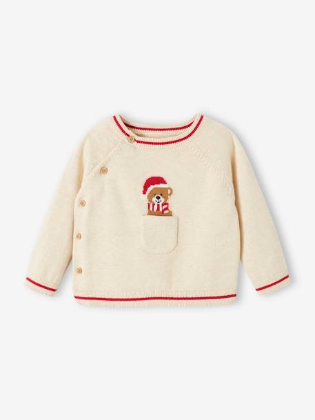 Ensemble de Noël 2 pièces bébé en tricot beige chiné - vertbaudet enfant 