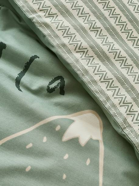 Parure housse de couette enfant et taie d'oreiller avec coton recyclé NOMAD vert imprimé - vertbaudet enfant 