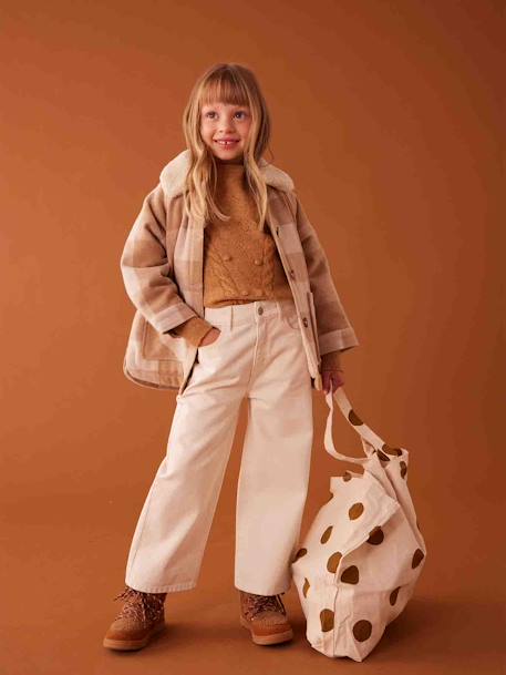 Manteau style surchemise en lainage à carreaux fille carreaux marron+carreaux rose - vertbaudet enfant 