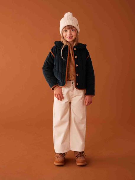 Ensemble fille en maille côtelée bonnet + écharpe + moufles/mitaines beige chiné+vieux rose - vertbaudet enfant 