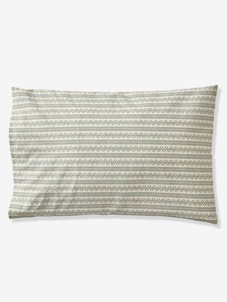 Parure housse de couette enfant et taie d'oreiller avec coton recyclé NOMAD vert imprimé - vertbaudet enfant 