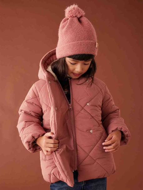 Doudoune fille à capuche doublée sherpa blush+marine+vert - vertbaudet enfant 