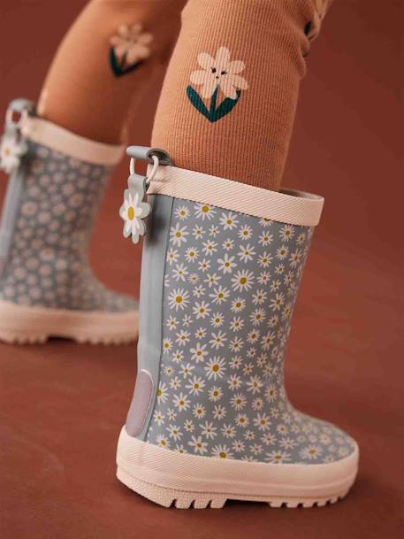 Bottes de pluie caoutchouc imprimé enfant collection maternelle bleu imprimé+rose imprimé - vertbaudet enfant 