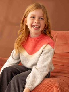 Meisje-Trui, vest, sweater-Trui-Meisjestrui met colourblock effect
