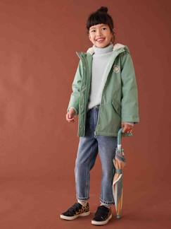 Meisje-Mantel, jas-Regenjas voor meisjes met capuchon en sherpa voering