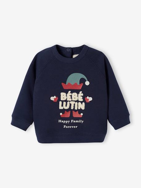 Baby kerst sweatshirt 'Happy Family Forever' capsulecollectie marineblauw - vertbaudet enfant 