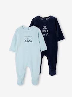 Baby-Pyjama,  overpyjama-Set van 2 fluwelen babyslaappakjes BASICS