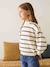 Pull fille col fantaisie forme loose marine+rayé marine+violet - vertbaudet enfant 