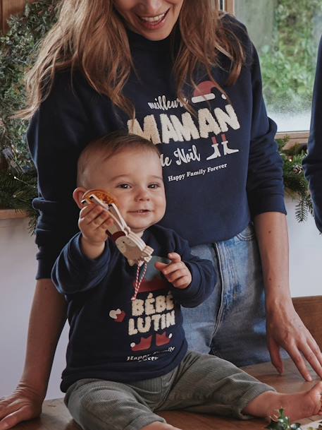 Kerst sweatshirt voor heren 'Happy Family Forever' capsulecollectie marineblauw - vertbaudet enfant 