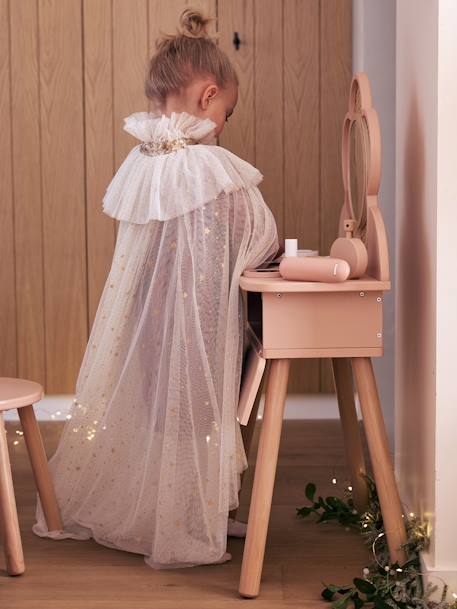 Coiffeuse cannage + accessoires en bois FSC® blanc+rose - vertbaudet enfant 