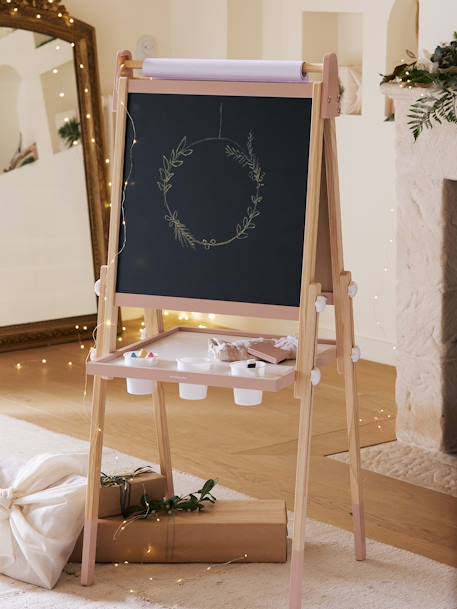 Tableau pliable et réglable en hauteur 3 en 1 en bois FSC® multicolore+Rose - vertbaudet enfant 