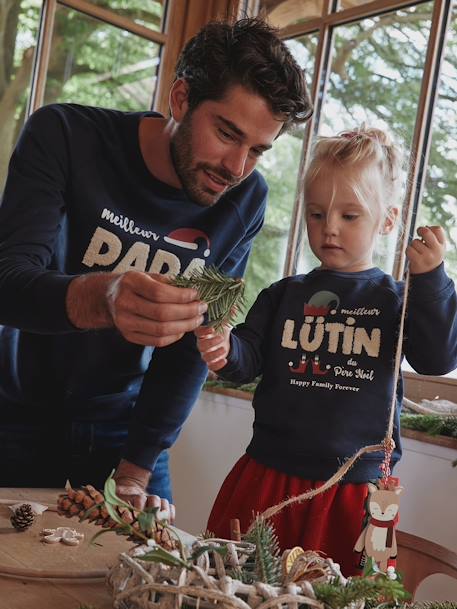 Kerst sweatshirt voor heren 'Happy Family Forever' capsulecollectie marineblauw - vertbaudet enfant 