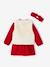 Ensemble de Noël bébé : robe, gilet en fausse fourrure, collants et bandeau assorti rouge - vertbaudet enfant 