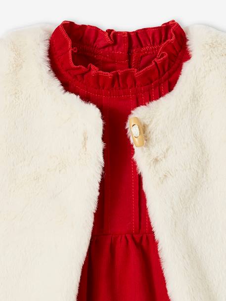 Ensemble de Noël bébé : robe, gilet en fausse fourrure, collants et bandeau assorti rouge - vertbaudet enfant 