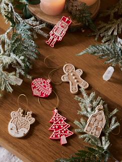 Linge de maison et décoration-Lot de 6 décorations de Noël effet biscuit à suspendre
